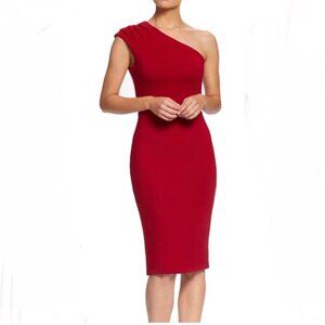 Dress The Population Red/Wine knee length one shoulder body con dress -- XL